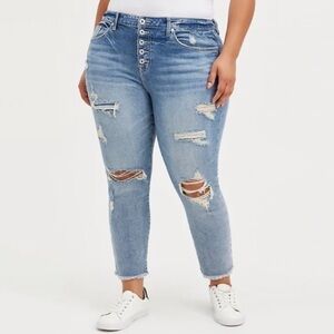 TORRID Straight Classic Denim High Rise Jean In Light Eco Wash Blue